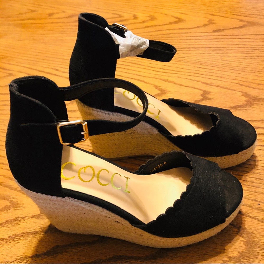 Black Wedge Heels